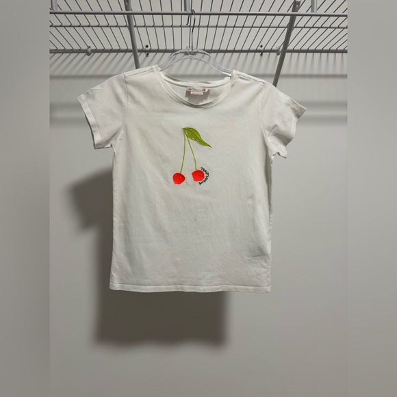 Bonpoint White Tee with Cherry Design Size 14 Years